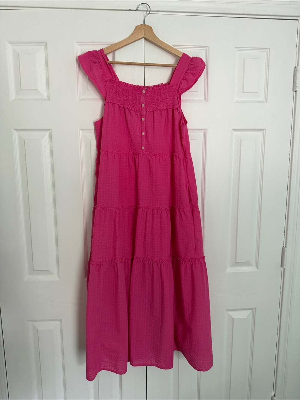 Old Navy Hot Pink Tiered Maxi Sundress